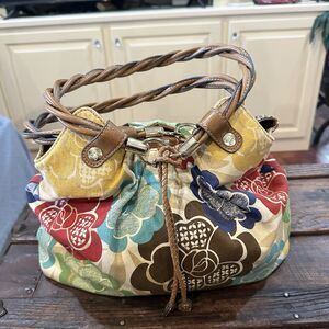 Relic Canvas Hobo Shoulder Bag Floral Braided Straps Boho Cottage Core EUC